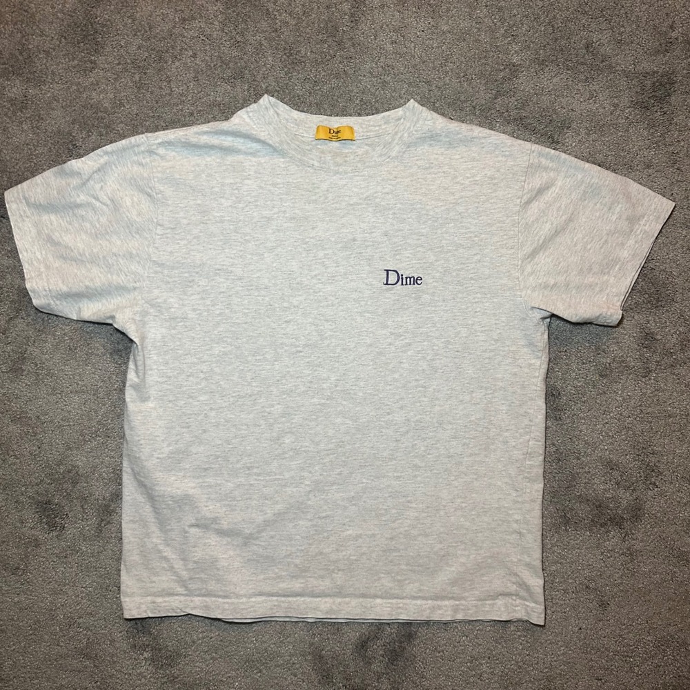 Dime T Shirt Mens Small Grey Embroidered Logo Short Sleeve Streetwear Tee